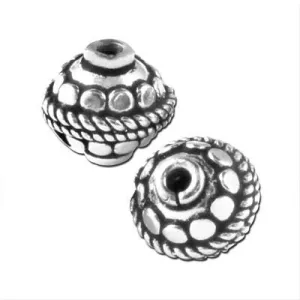 11mm Silver Plated Bali Style Round Beads (5 Pieces)