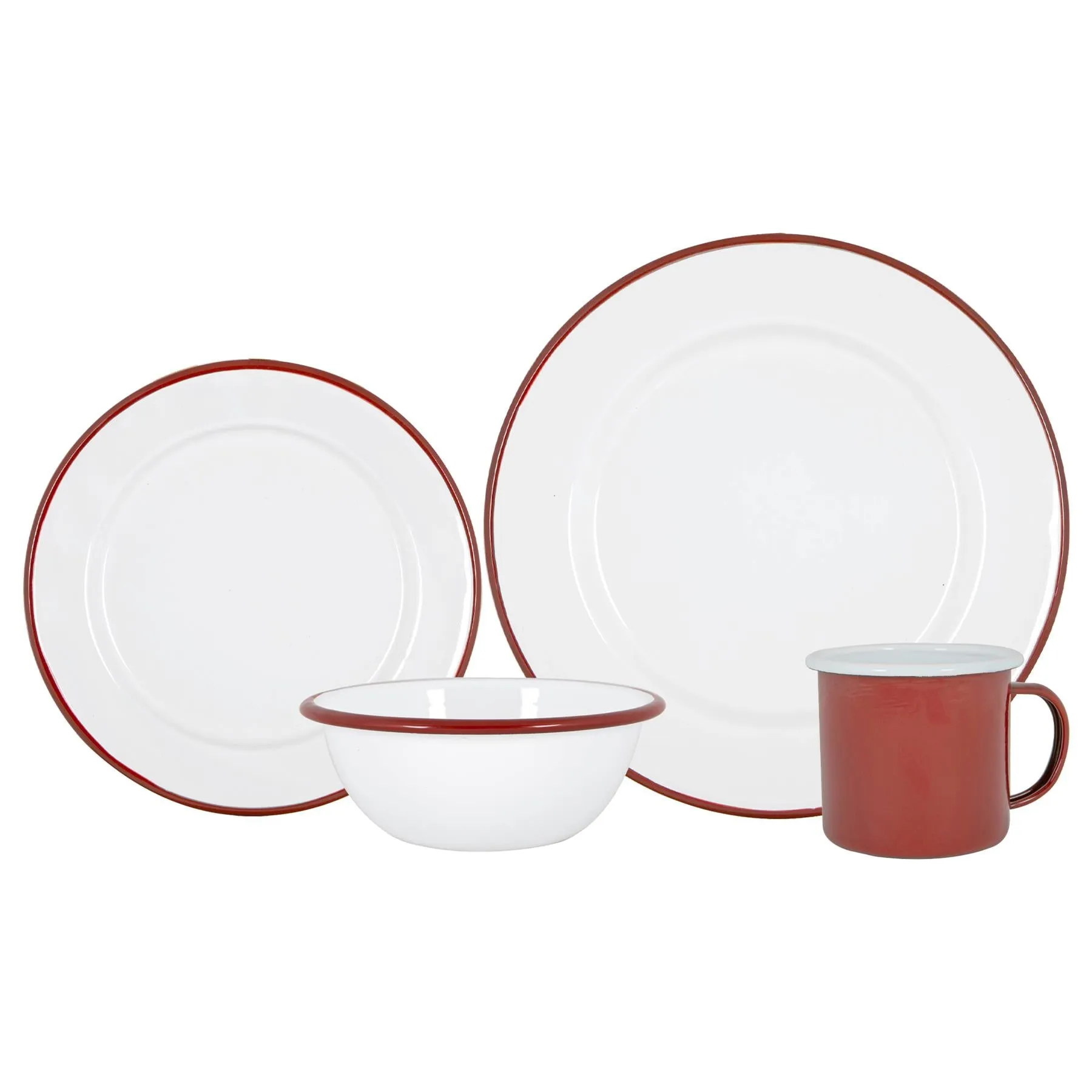 16pc White Enamel Dinner Set - By Argon Tableware