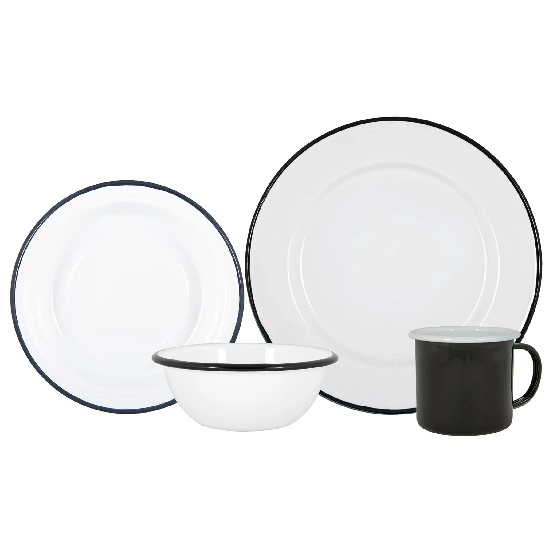 16pc White Enamel Dinner Set - By Argon Tableware