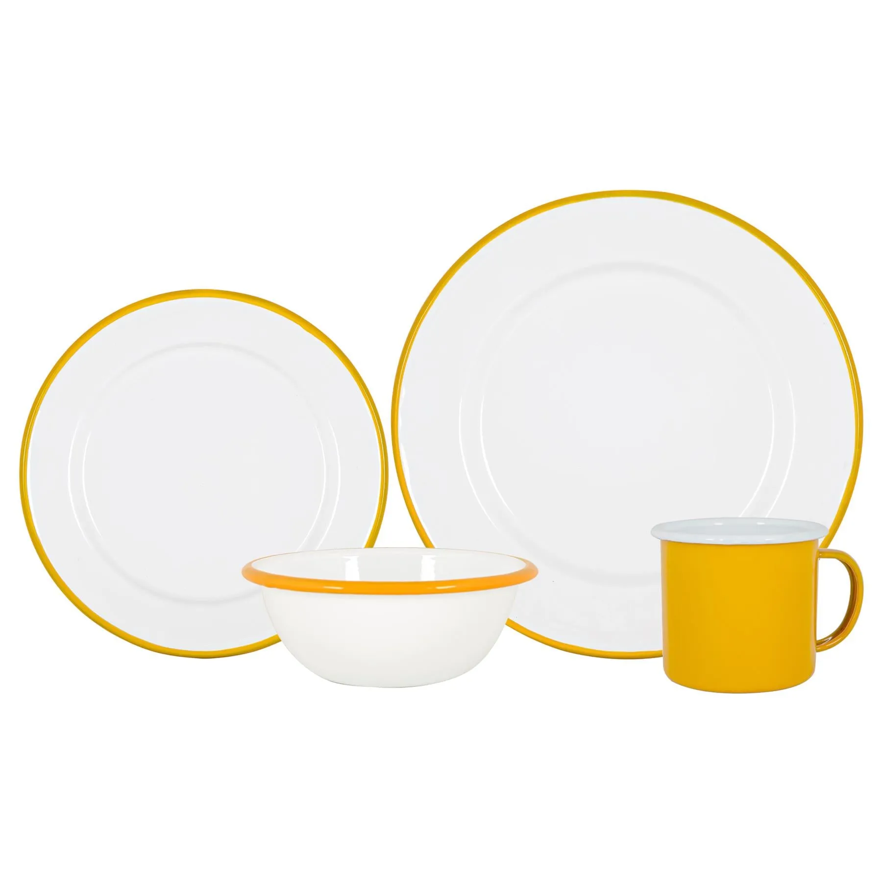 16pc White Enamel Dinner Set - By Argon Tableware