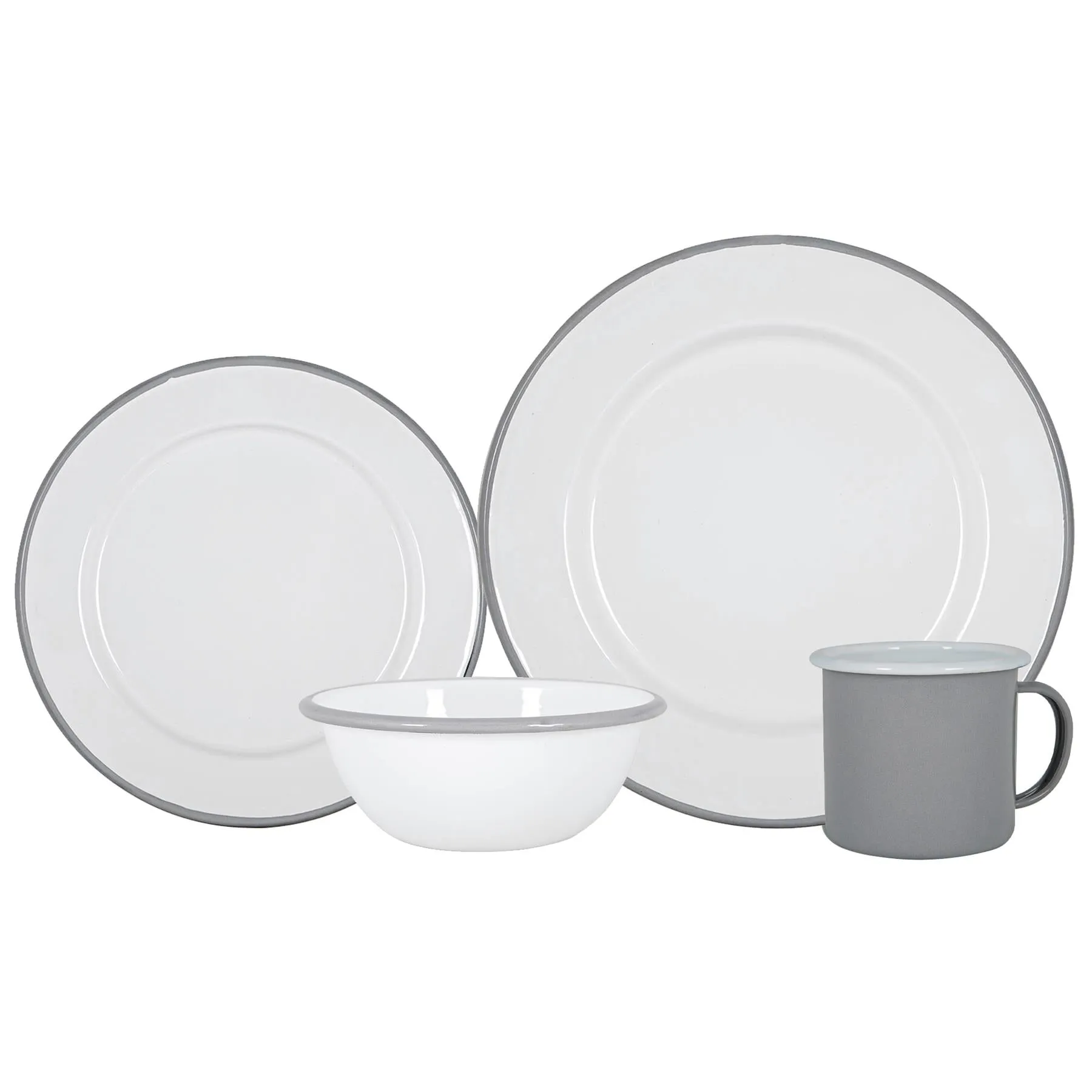 16pc White Enamel Dinner Set - By Argon Tableware