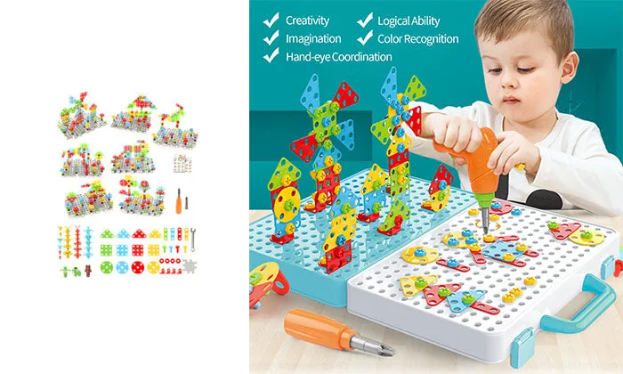 173 Piece Electric Drill Construction Building Blocks