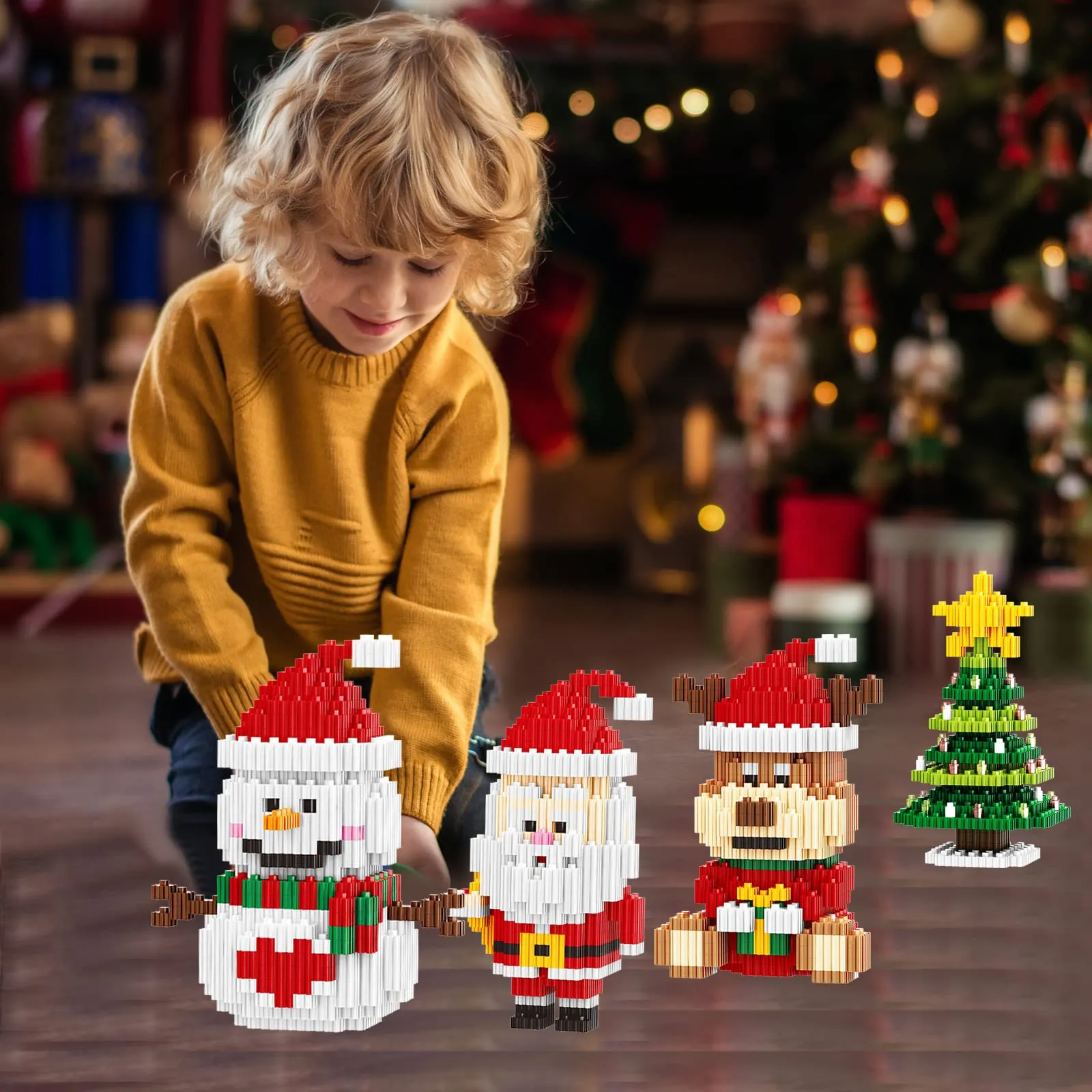 2023 Christmas Toys Building Blocks Christmas Snowman Micro Blocks Stacking Toys New Toys Holiday Present Box New Year Gifts for Kids Exercise Hands Skills and Intelligence(Snowman)