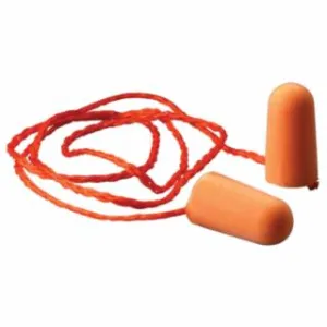 3M Foam Earplug, Foam, Bright Orange, Corded Tapered (100 Pairs)