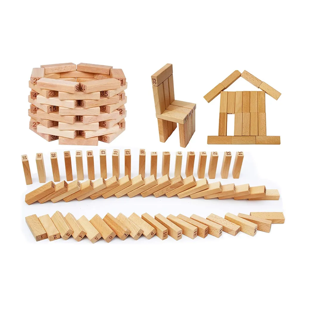 54 Pcs Blocks Big Wooden Wiss Toy, Balancing and Stacking Toys