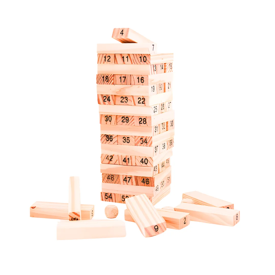 54 Pcs Blocks Big Wooden Wiss Toy, Balancing and Stacking Toys