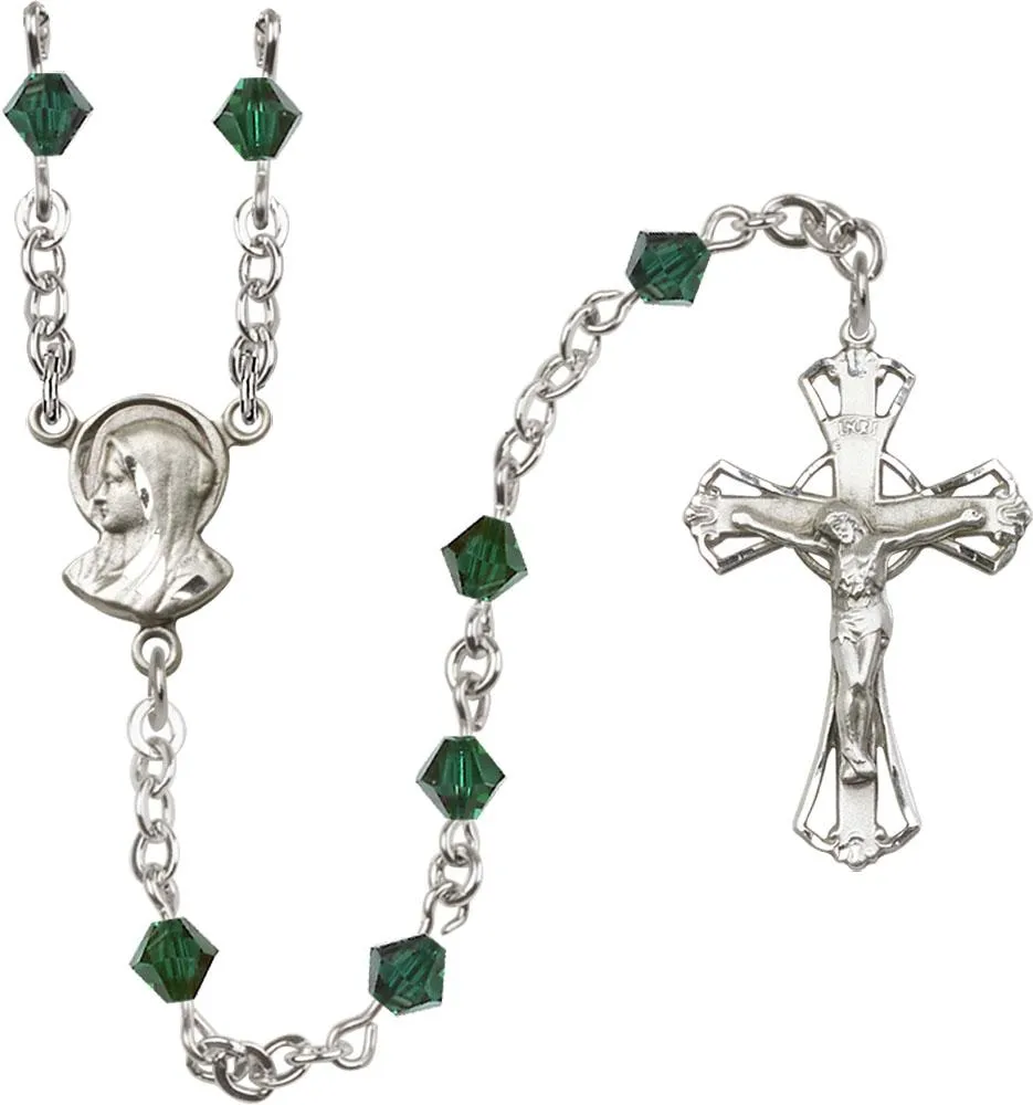 5mm Emerald Swarovski Rundell-Shaped Rosary