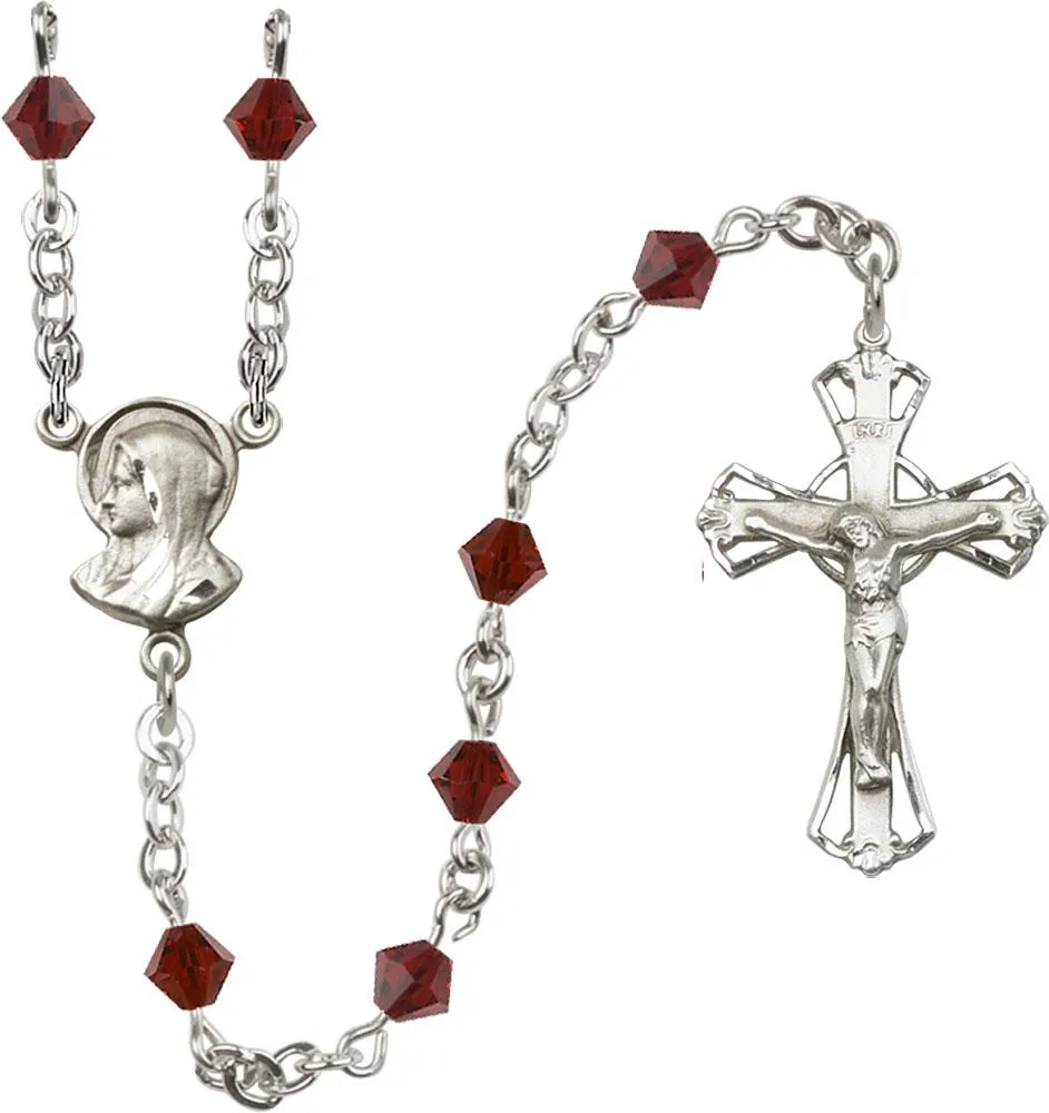 5mm Garnet Swarovski Rundell-Shaped Rosary