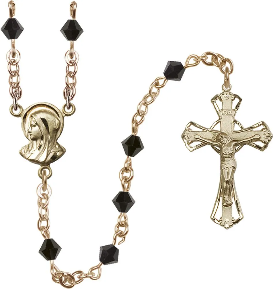 5mm Jet Swarovski Rundell-Shaped Rosary