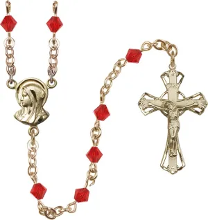 5mm Ruby Swarovski Rundell-Shaped Rosary