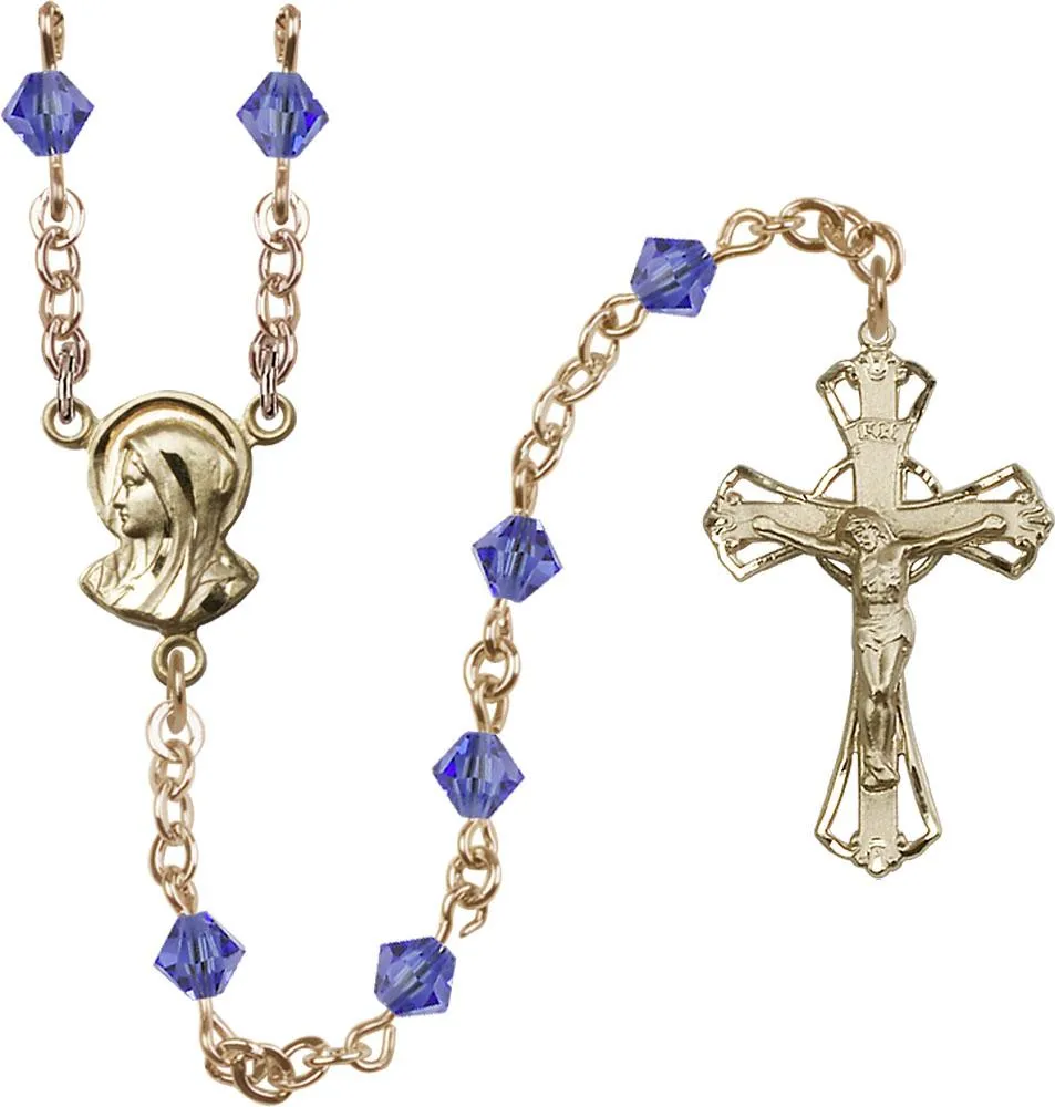 5mm Sapphire Swarovski Rundell-Shaped Rosary