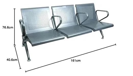 Airport Chair 3 Seater & Reception Waiting Area Chair, Silver