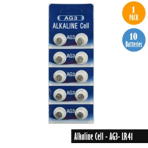 Alkaline Cell-AG3, LR41 1 Pack 10 Batteries, Available for bulk order