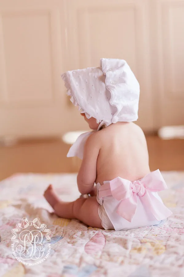 Baby Bow Bottom Bloomer - Worth Avenue White with Palm Beach Pink