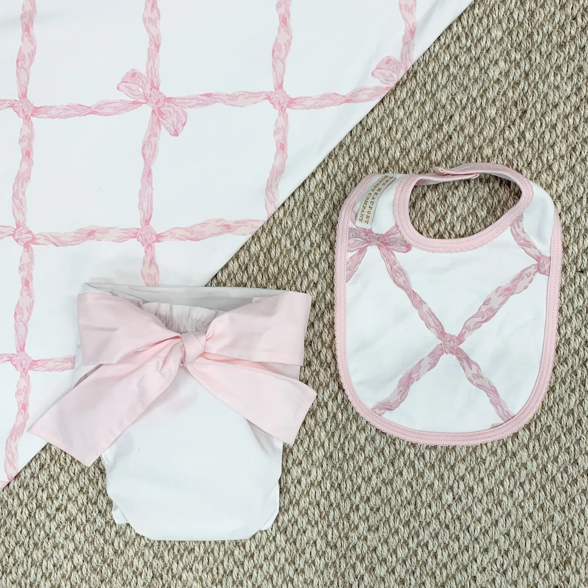 Baby Bow Bottom Bloomer - Worth Avenue White with Palm Beach Pink