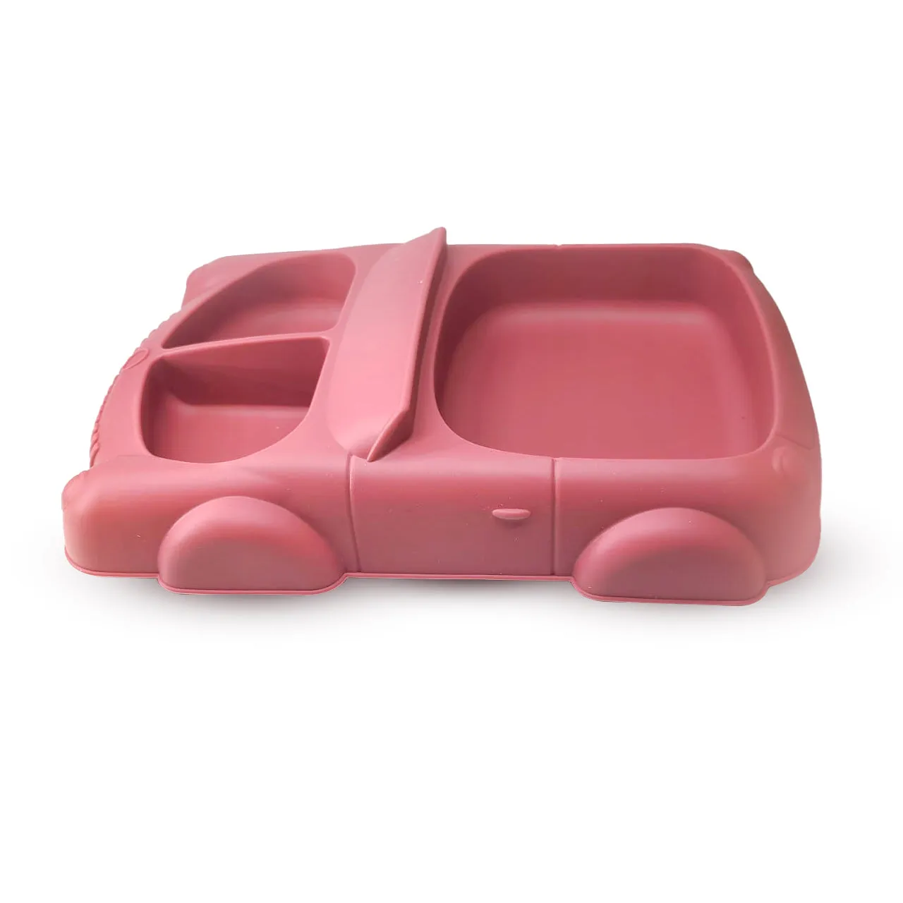 Baby Food Plate - Car Design with Wooden Spoon for Babies and Kids