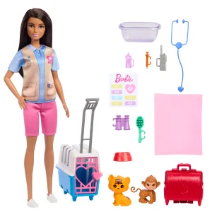 Barbie Animal Rescue & Recovery Playset With Brunette Doll, 2 Animal Figures & Accessories