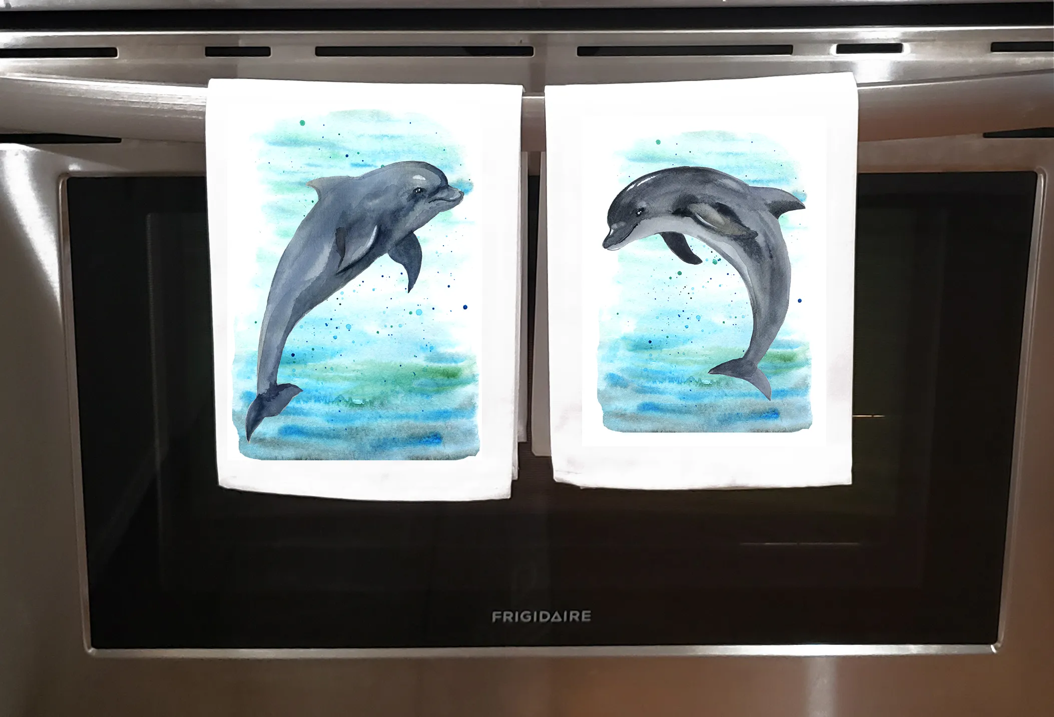 Beach, Dish Towel, Dolphins, Left or right