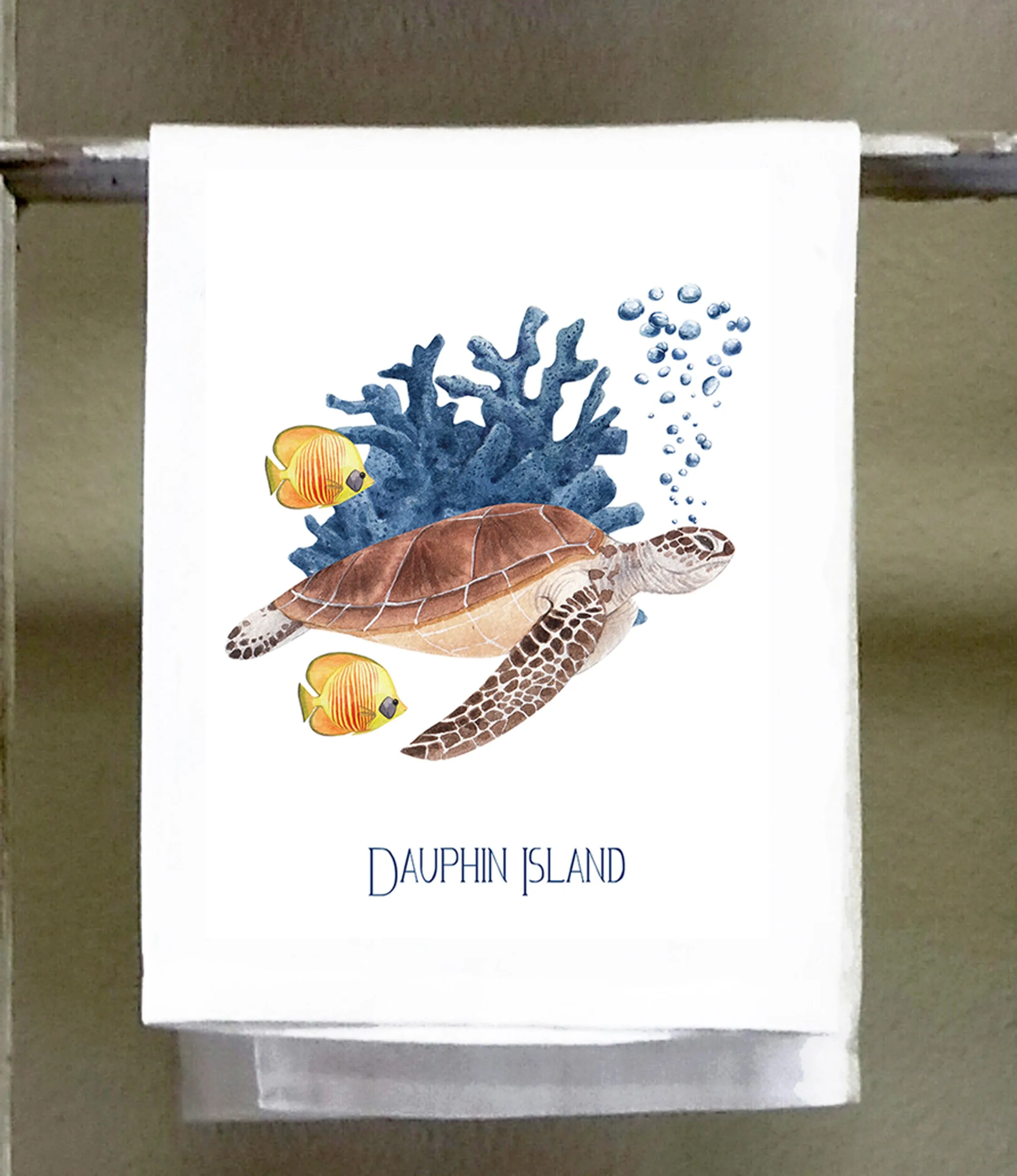 Beach, Dish Towel, Turtle & Coral and Shell & Coral