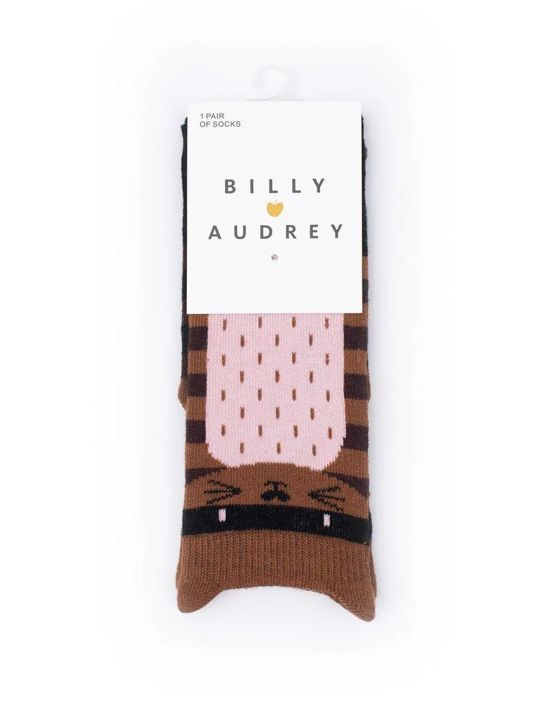 Billy Loves Audrey Kitty Cat Stripe Socks - Knee High