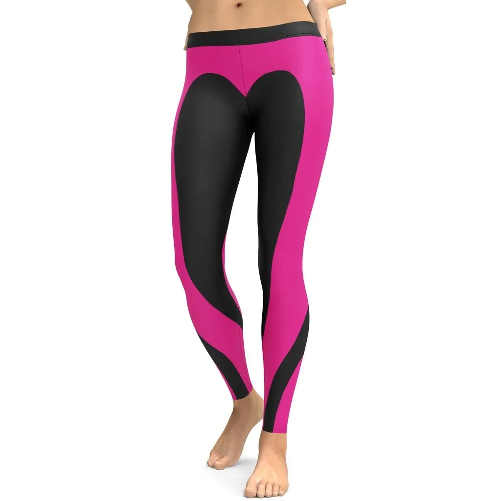 Black & Pink Heart Shaped Leggings