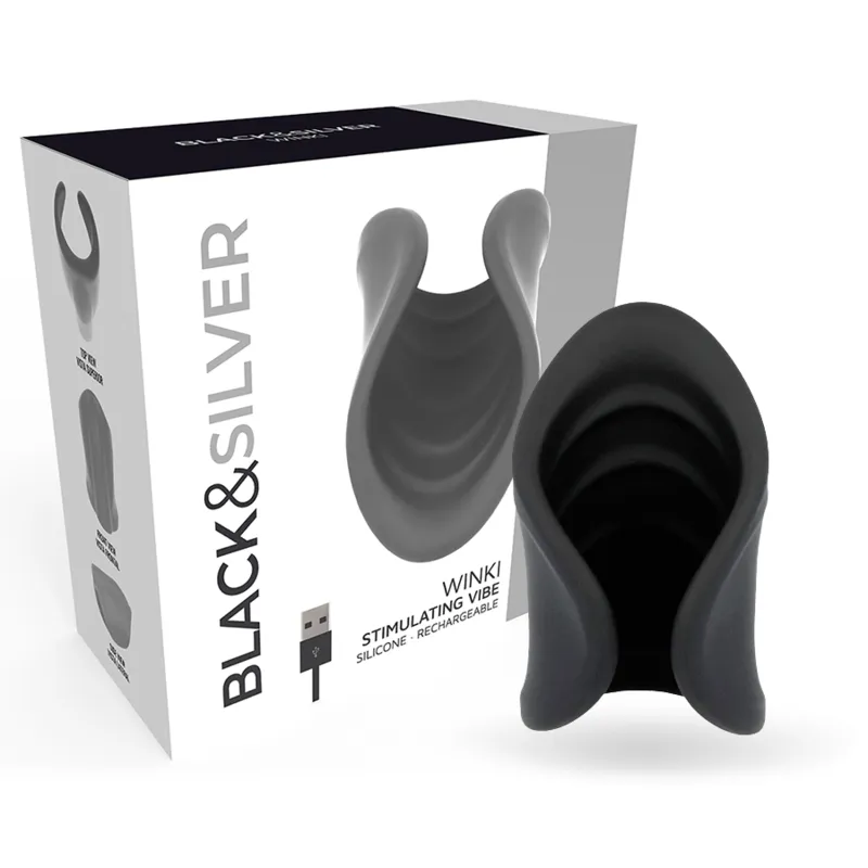 Black & Silver Winki Stimulating Masturbator Black