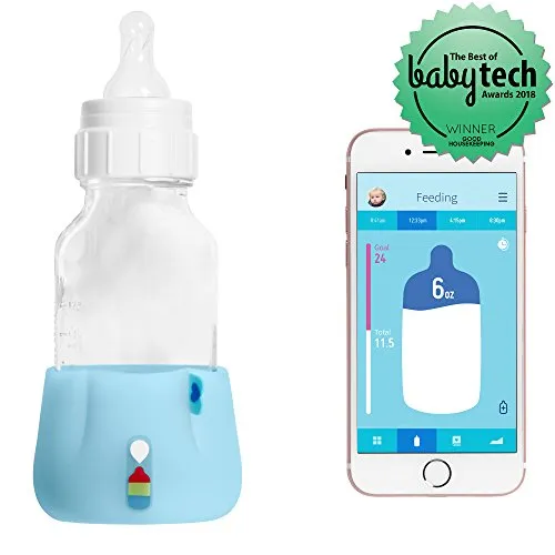 BlueSmart mia (Blue) Smart Baby Feeding Monitor - WiFi Edition. Track and Analyze Baby's Feeding Data in Real-Time. Records Feeding Temperature, Amount, Angle, Duration, and Expiration