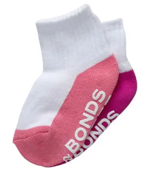 Bonds Baby Cushioned Quarter Crew Socks 2 Pack - Pink/Coral