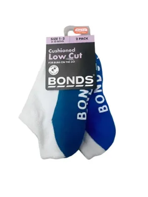 Bonds Baby Logo Low Cut Socks 2 Pack - Teal/Blue