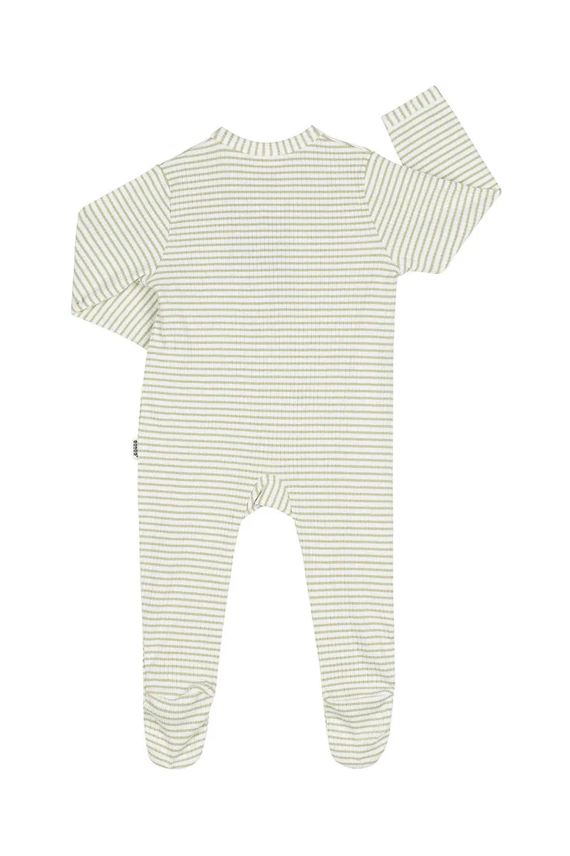 Bonds Newbies Rib Zippy - Sandbar Green & Marscapone Stripe