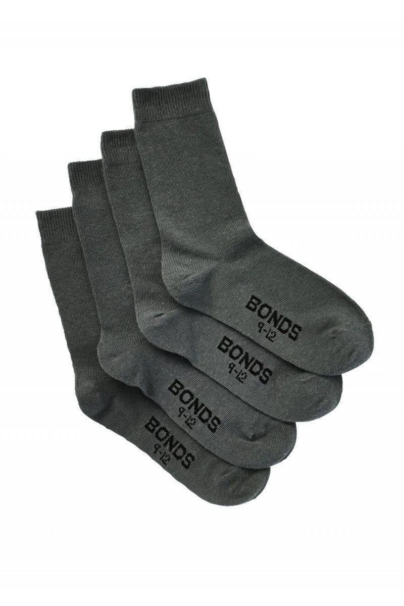 Bonds School Crew Socks 4 Pack - Grey