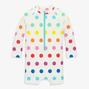 Clearance baby one-piece rash guard in rainbow dot