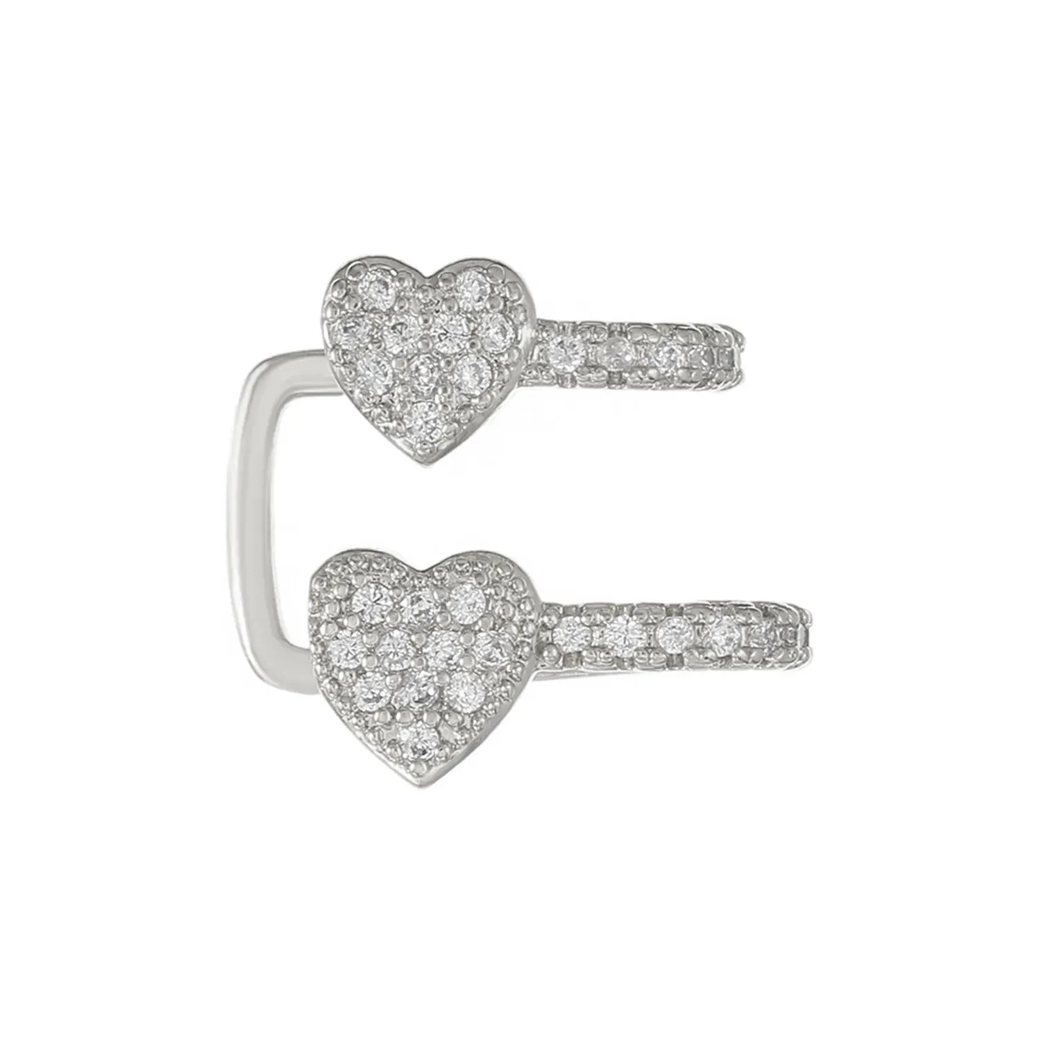 Crystal Heart Ear Clip Earrings