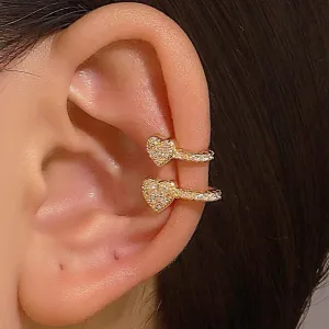 Crystal Heart Ear Clip Earrings