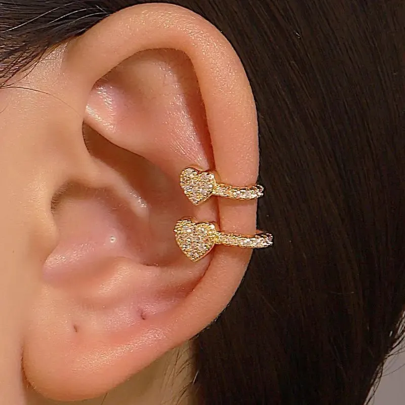 Crystal Heart Ear Clip Earrings