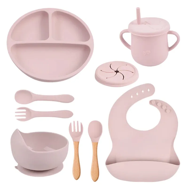 Customized Script Letter Silicone Dinnerware Set