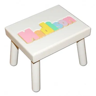 Damhorst Pastel White Wood Puzzle Stool