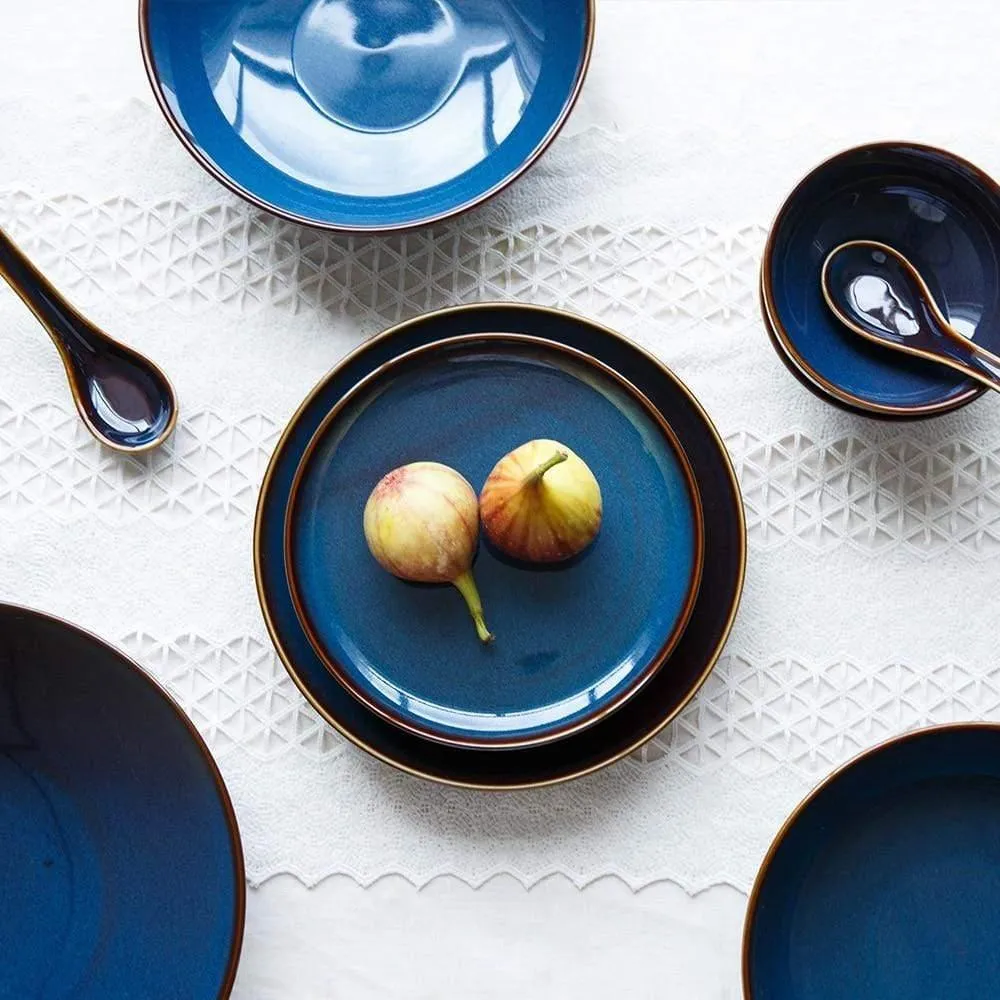 European Dim Deep Blue Color Ceramic Tableware