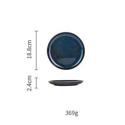 European Dim Deep Blue Color Ceramic Tableware