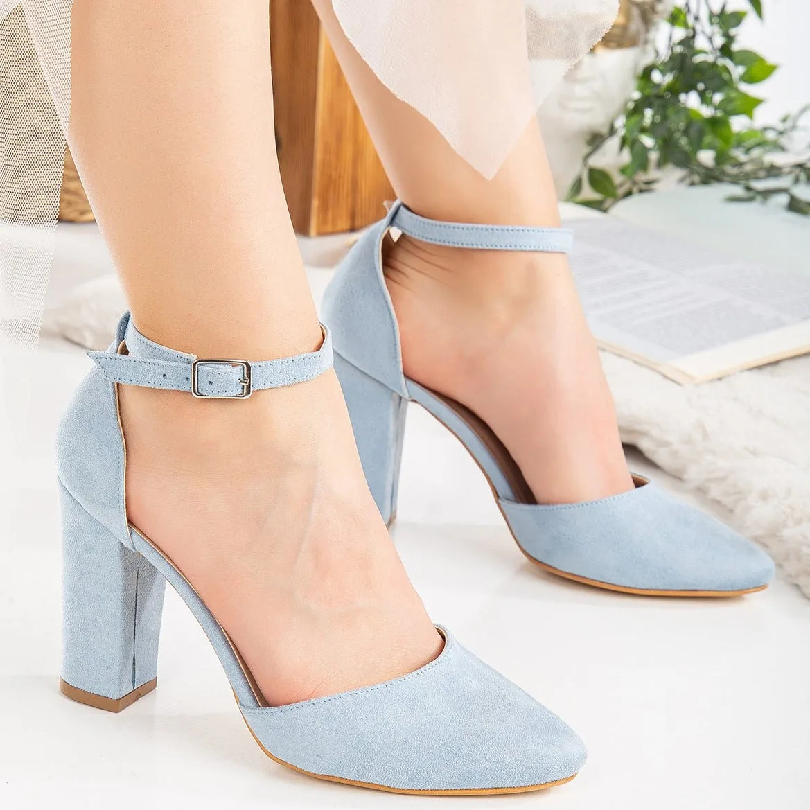 Gisele - Baby Blue Wedding Shoes with Ribbon