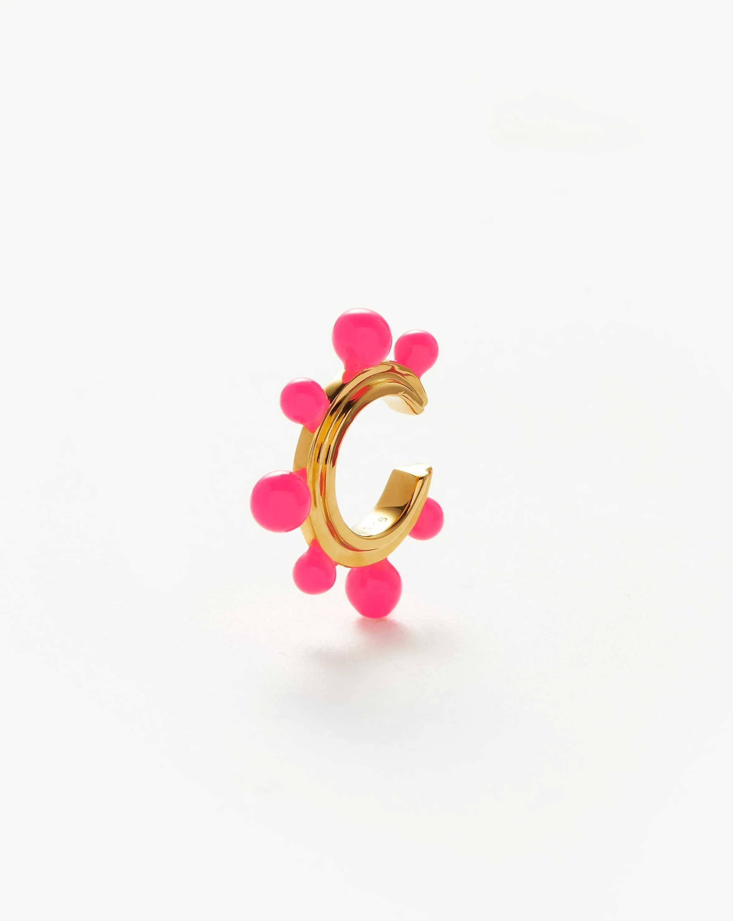 Good Vibes Neon Enamel Sphere Ear Cuff | 18k Gold Plated/Hot Pink