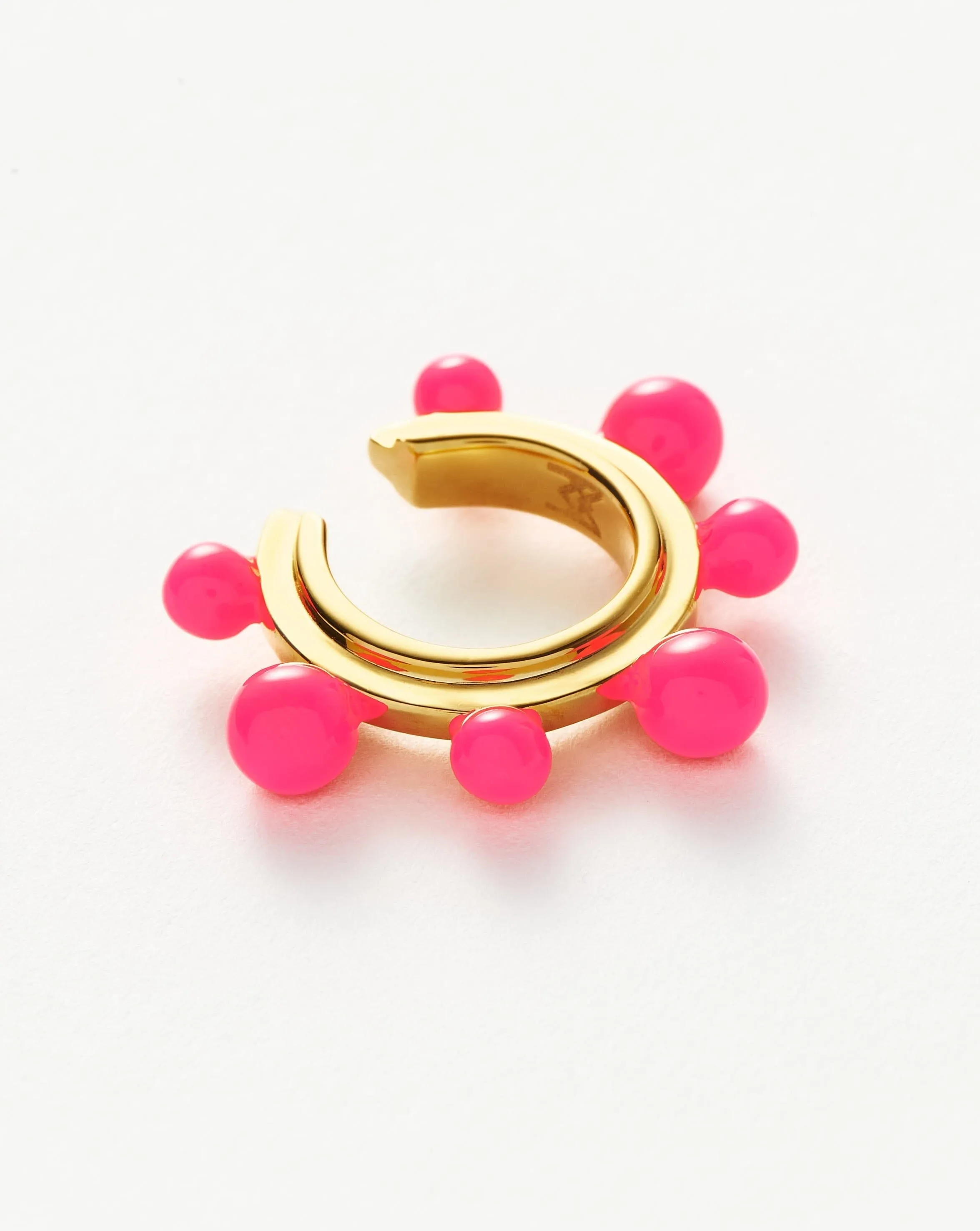 Good Vibes Neon Enamel Sphere Ear Cuff | 18k Gold Plated/Hot Pink