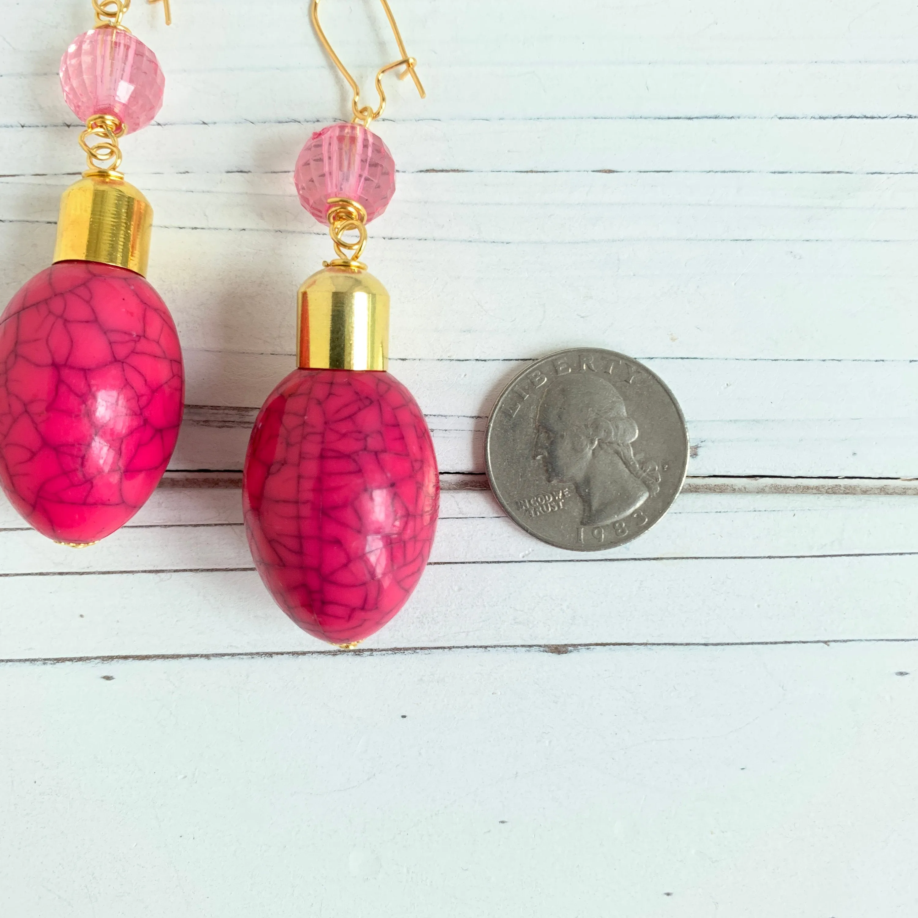 Hot Pink Christmas Lights Earrings