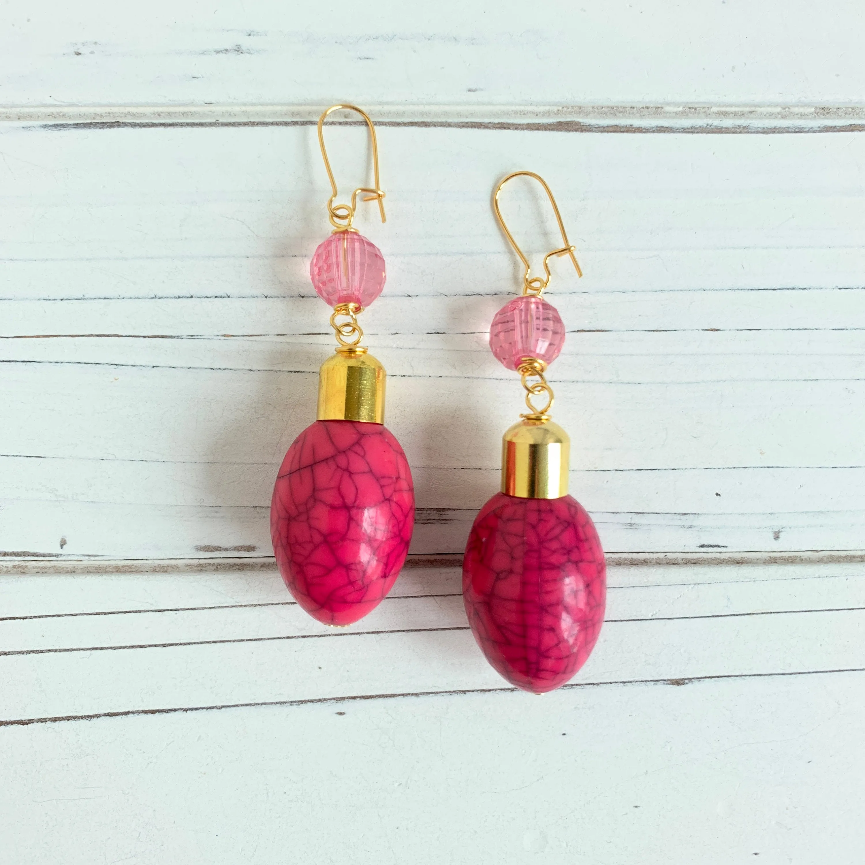 Hot Pink Christmas Lights Earrings