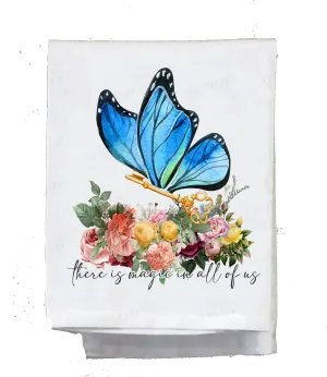 Inspirational Dish Towel, Blue, Butterfly, There is magic in all of us