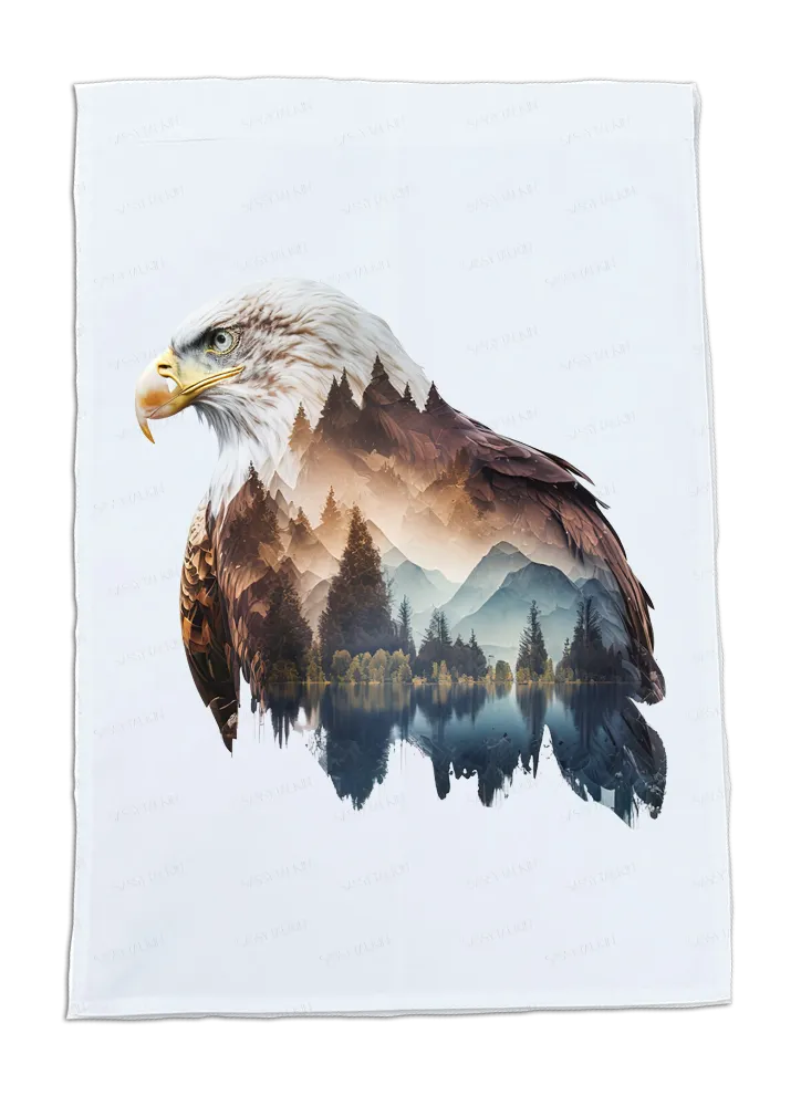 Mountain, Eagle, Dish Towel, Eagle with mountain scene