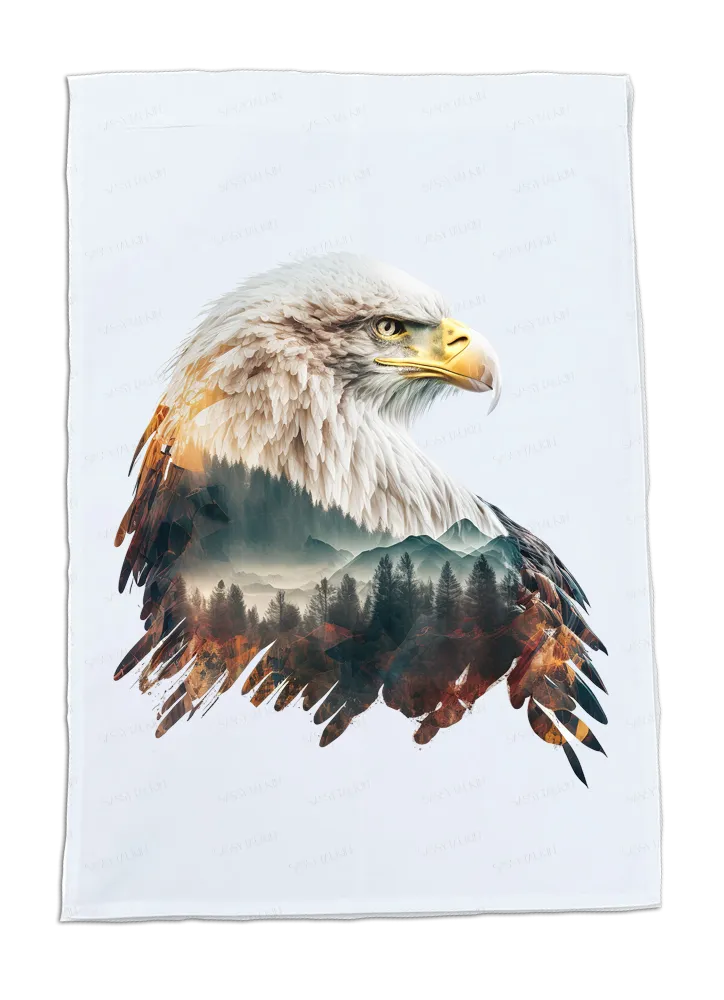 Mountain, Eagle, Dish Towel, Eagle with mountain scene