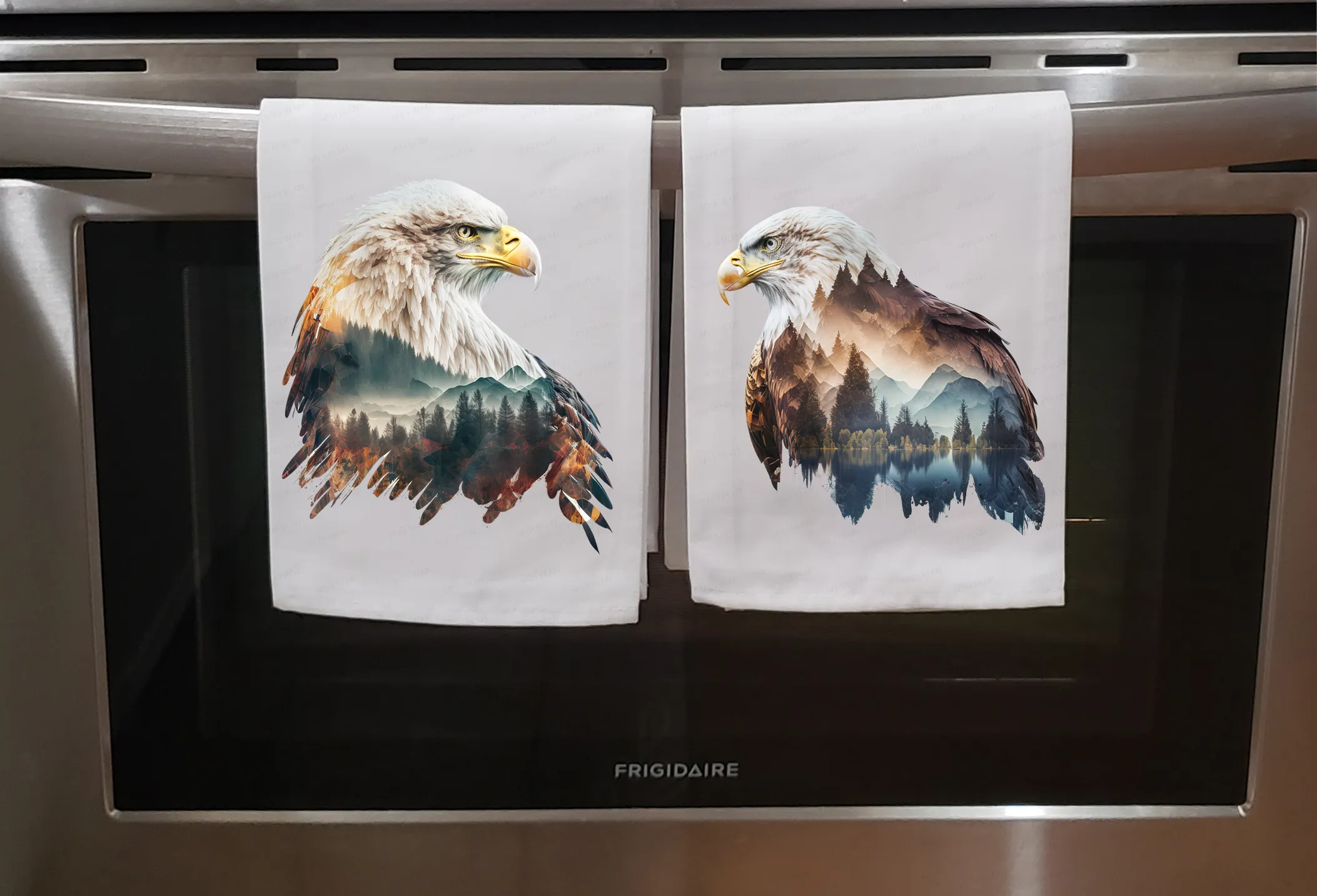 Mountain, Eagle, Dish Towel, Eagle with mountain scene