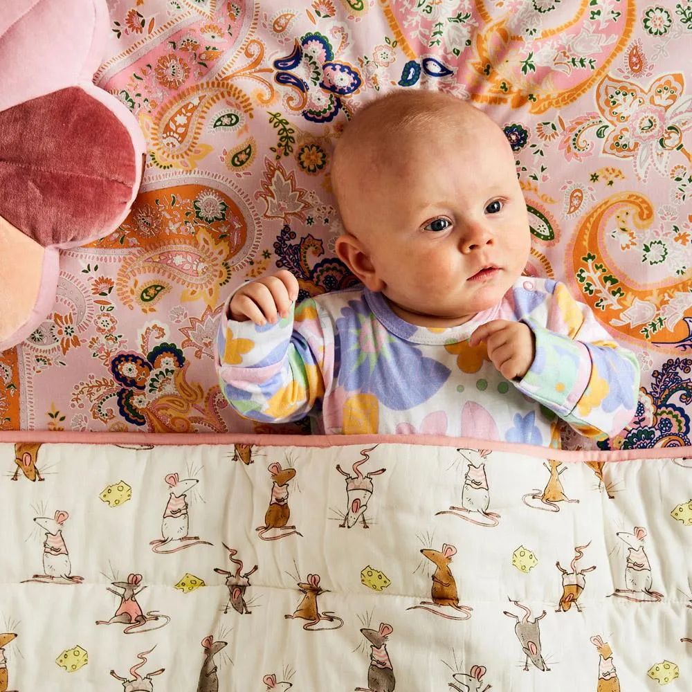 Mousing Around Quilted Cot Bedspread