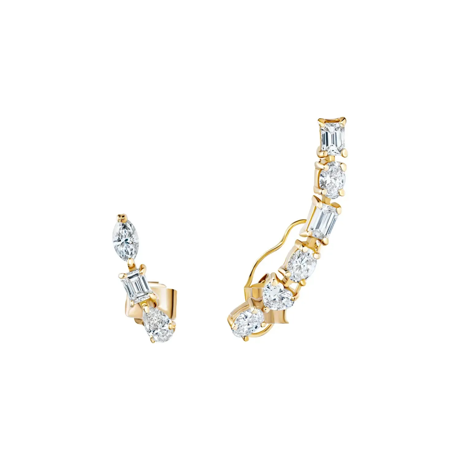 Multi-Shaped Diamonds Short & Long Ear Crawler